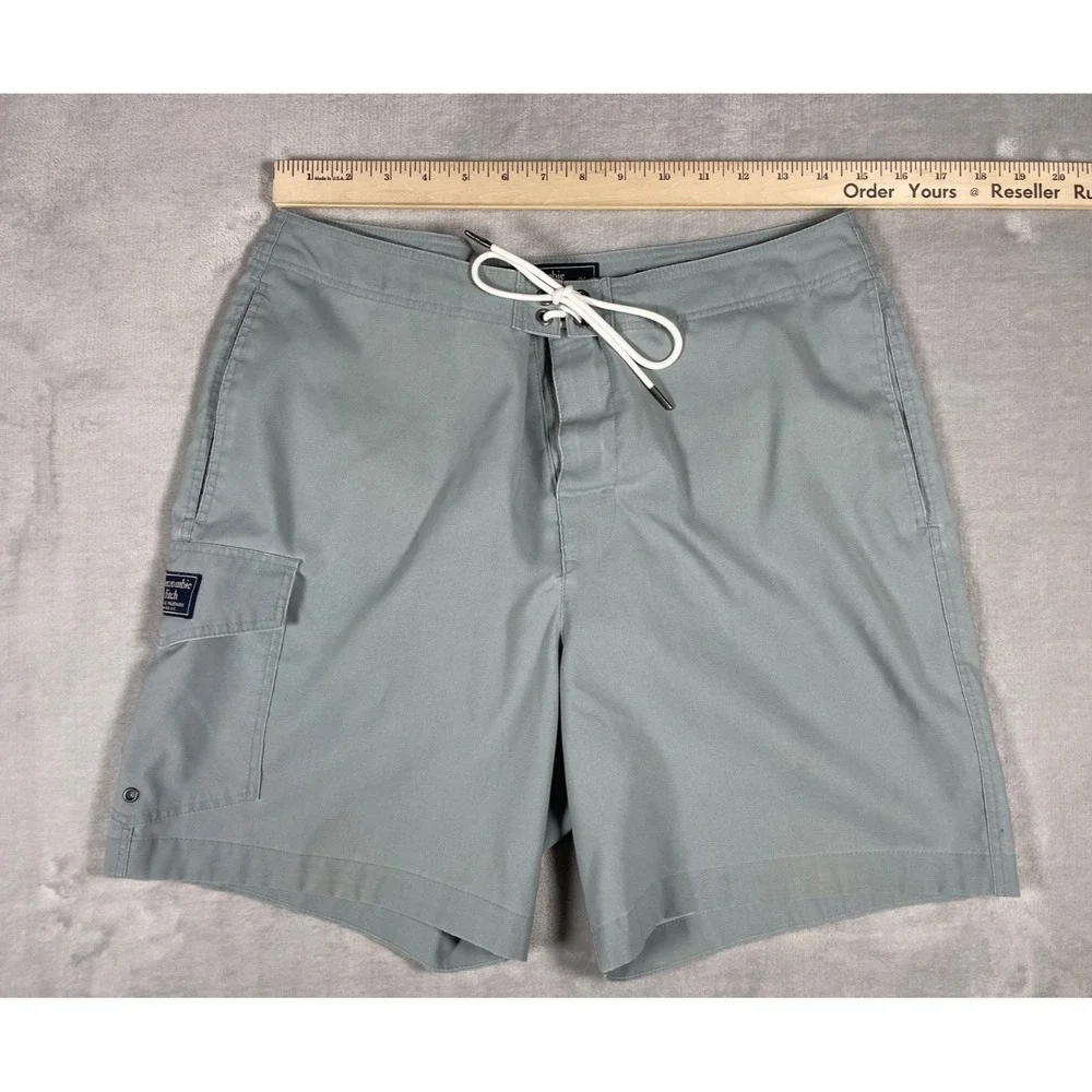 Abercrombie & Fitch Board Shorts Men's 31 Blue Gray Stretch Swim Trunks Surf